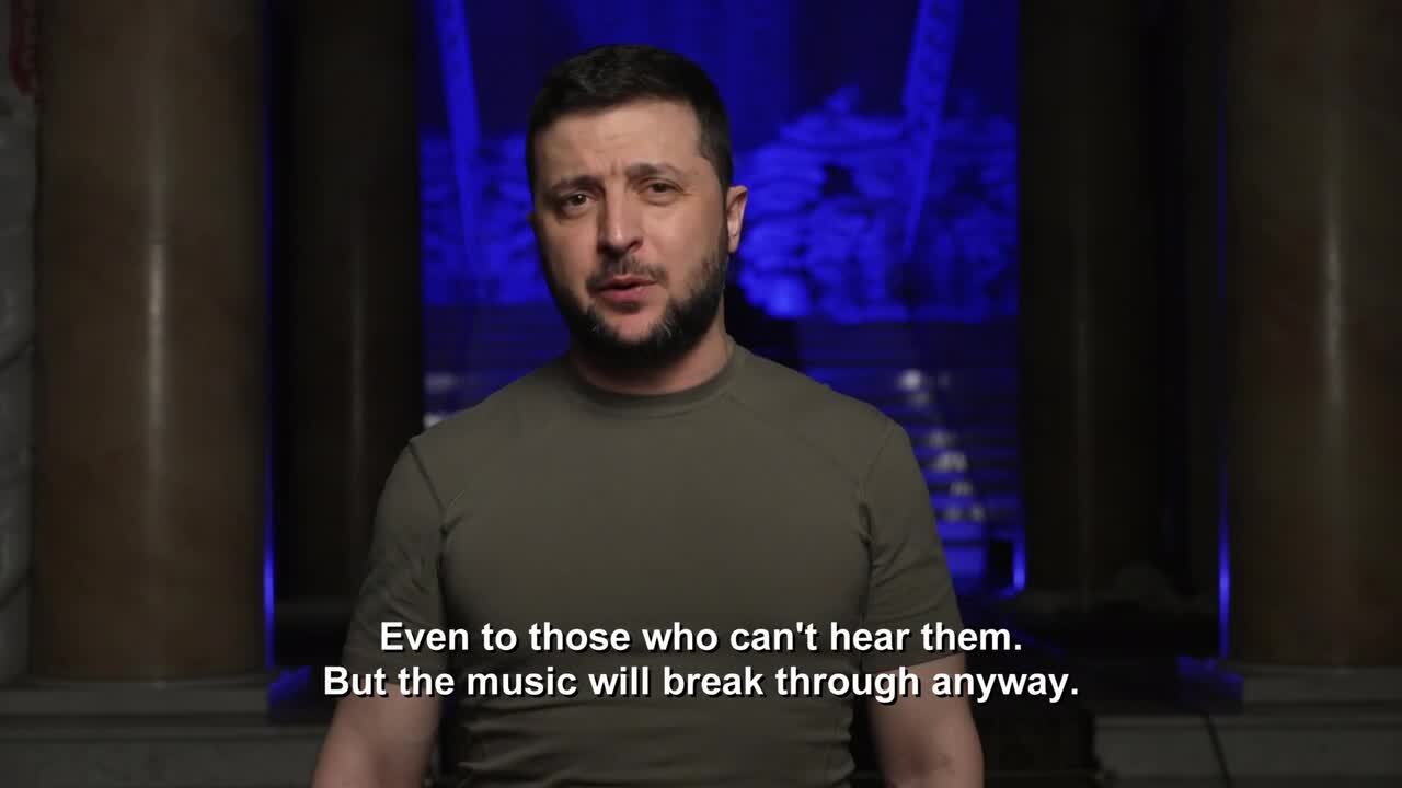 President Zelensky's Speech At The 2022 GRAMMYs