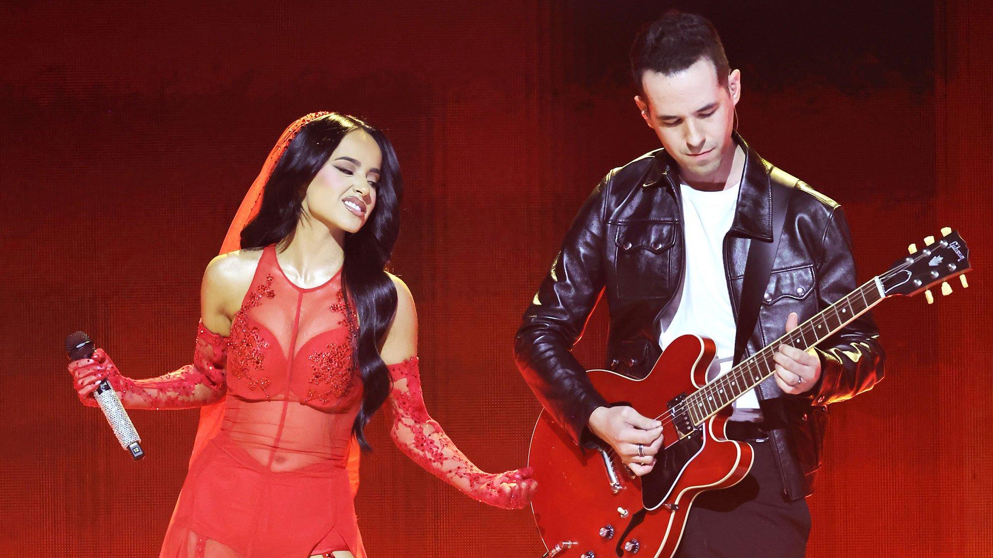 Becky G and Edgar Barrera perform at the 2024 Latin GRAMMYs