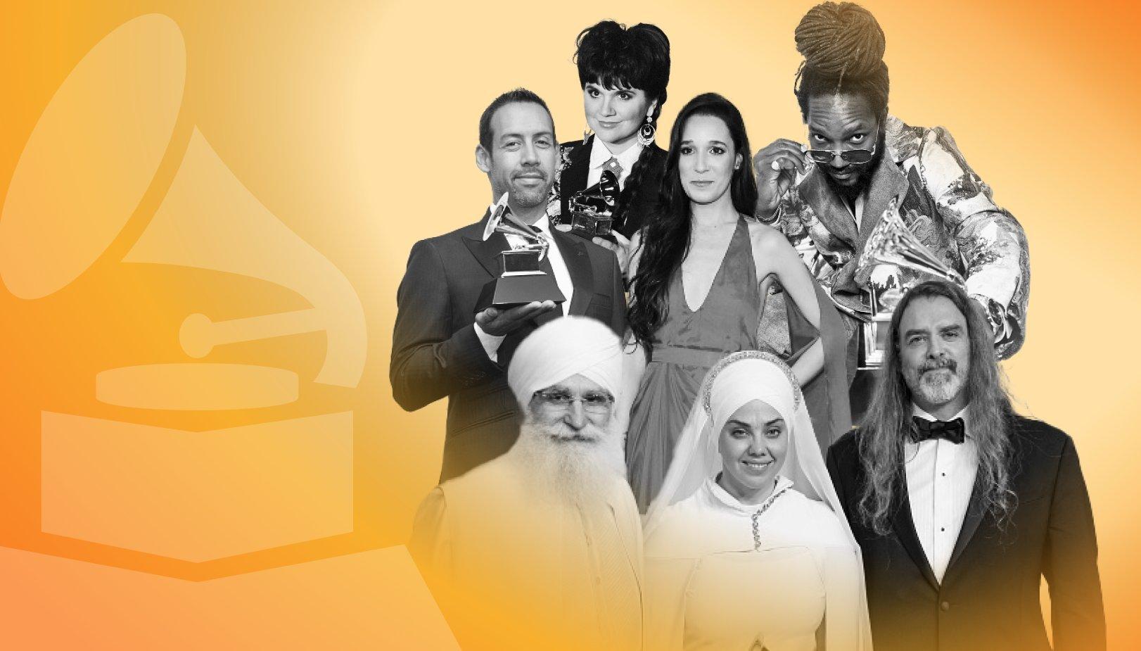 GRAMMY winners Antonio Sánchez, Linda Ronstadt, iLe, Kabaka Pyramid, White Sun with their awards